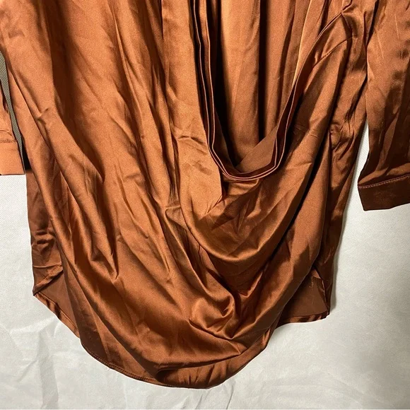 NWT Fashion Nova Time Of Your Life Satin Shirt Dress - Picture 6 of 11